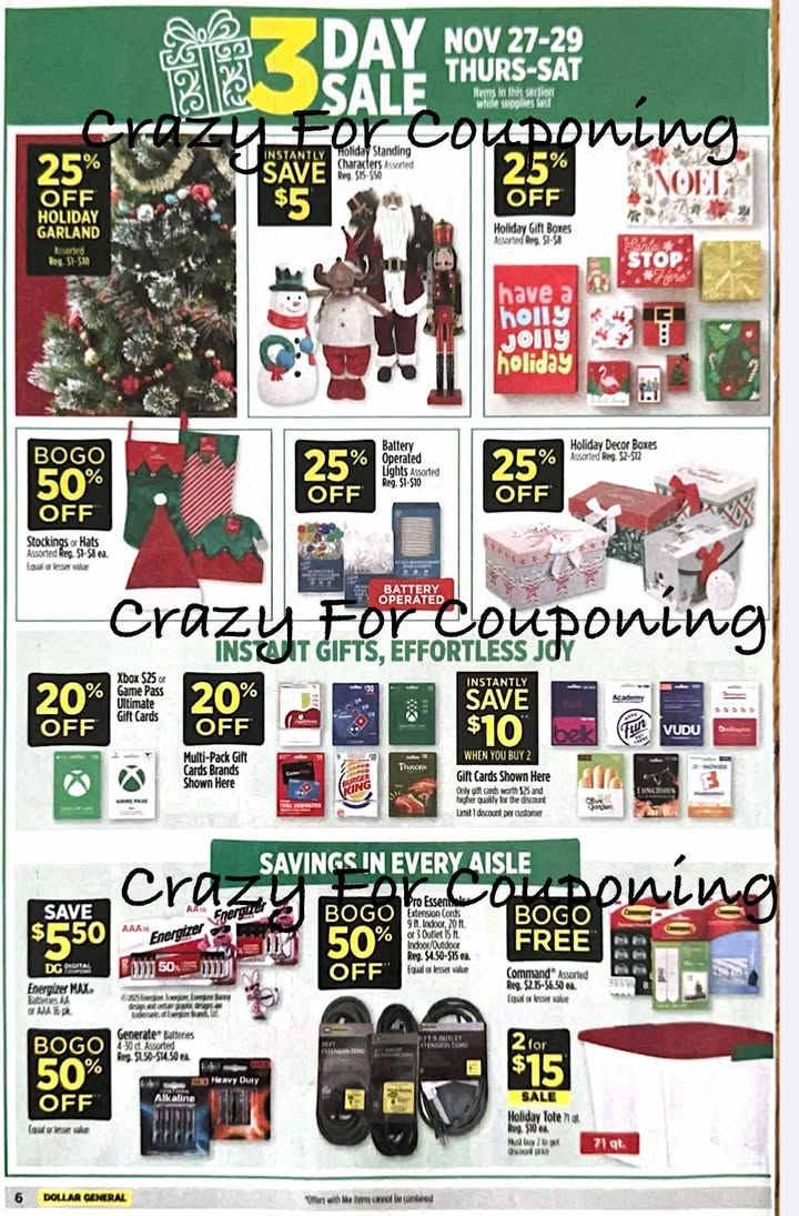 Dollar General Weekly Ad 11/23/25 & 11/30/25 1 – 6