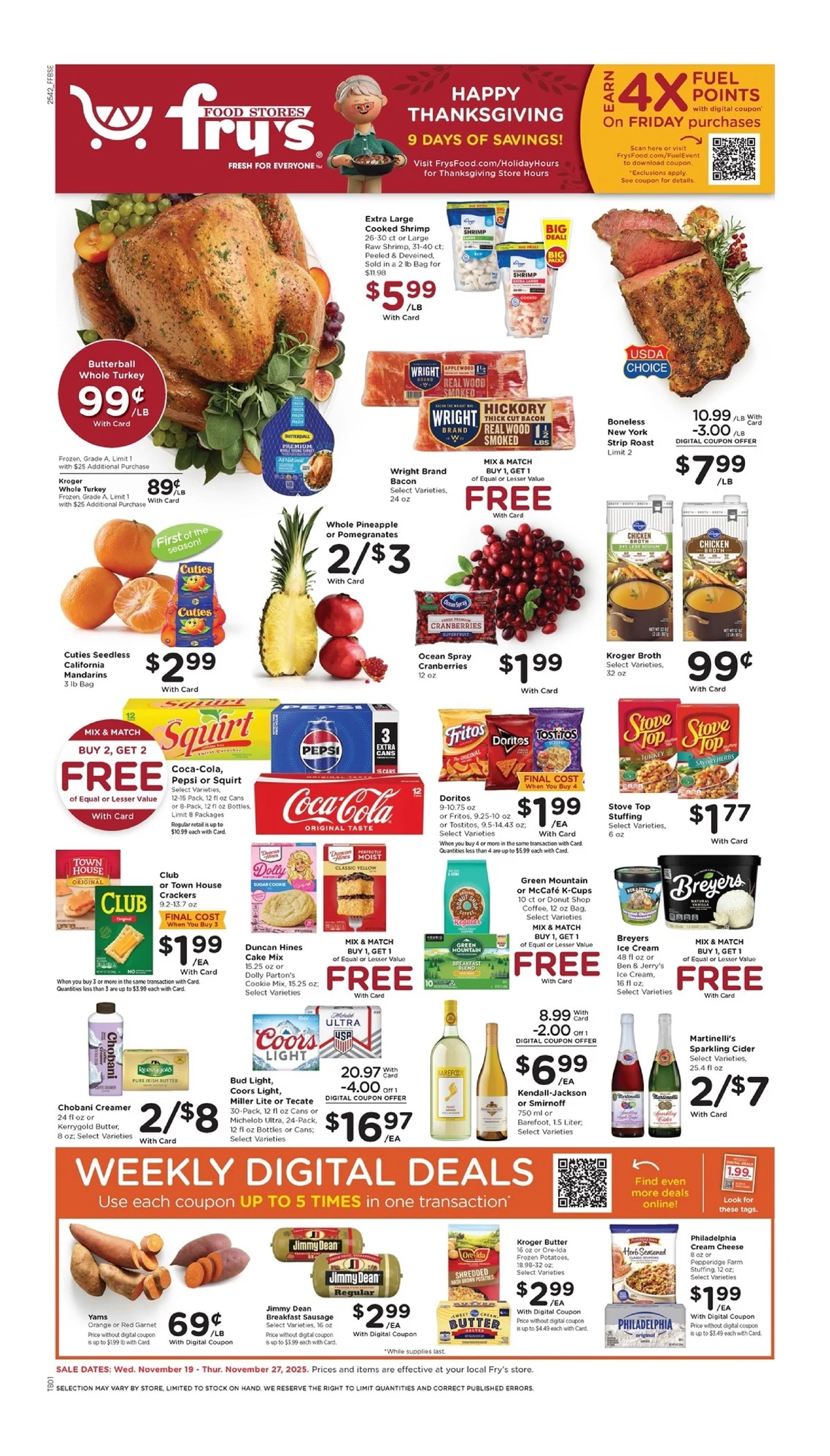 Fry's Food Weekly Ad 11/19/25 & 11/26/25 preview 1 – frys food 19 27 01