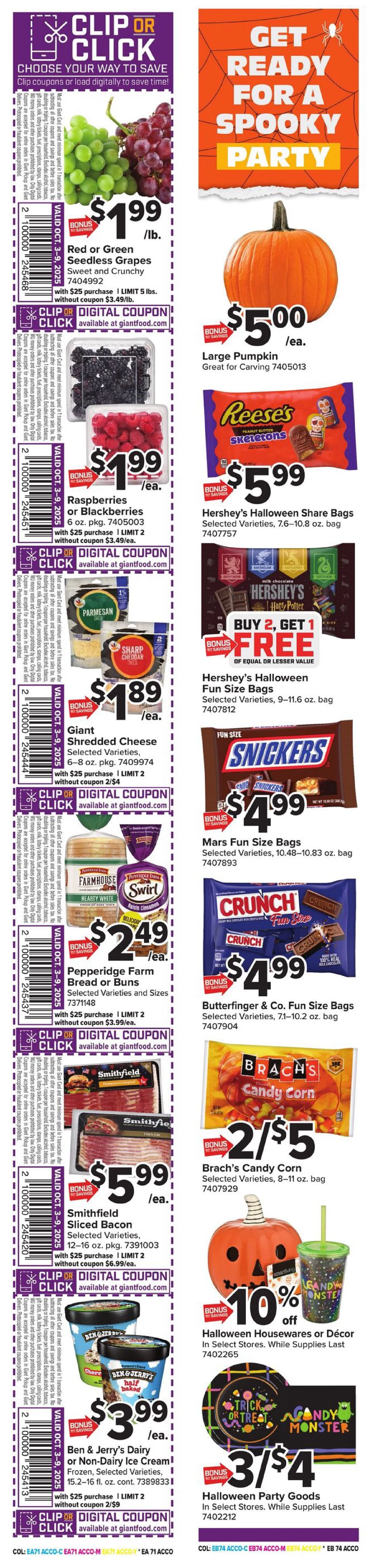 Giant Food Weekly Ad 10/3/25 – 10/9/25 preview 84 – giant food ad 3 9 2
