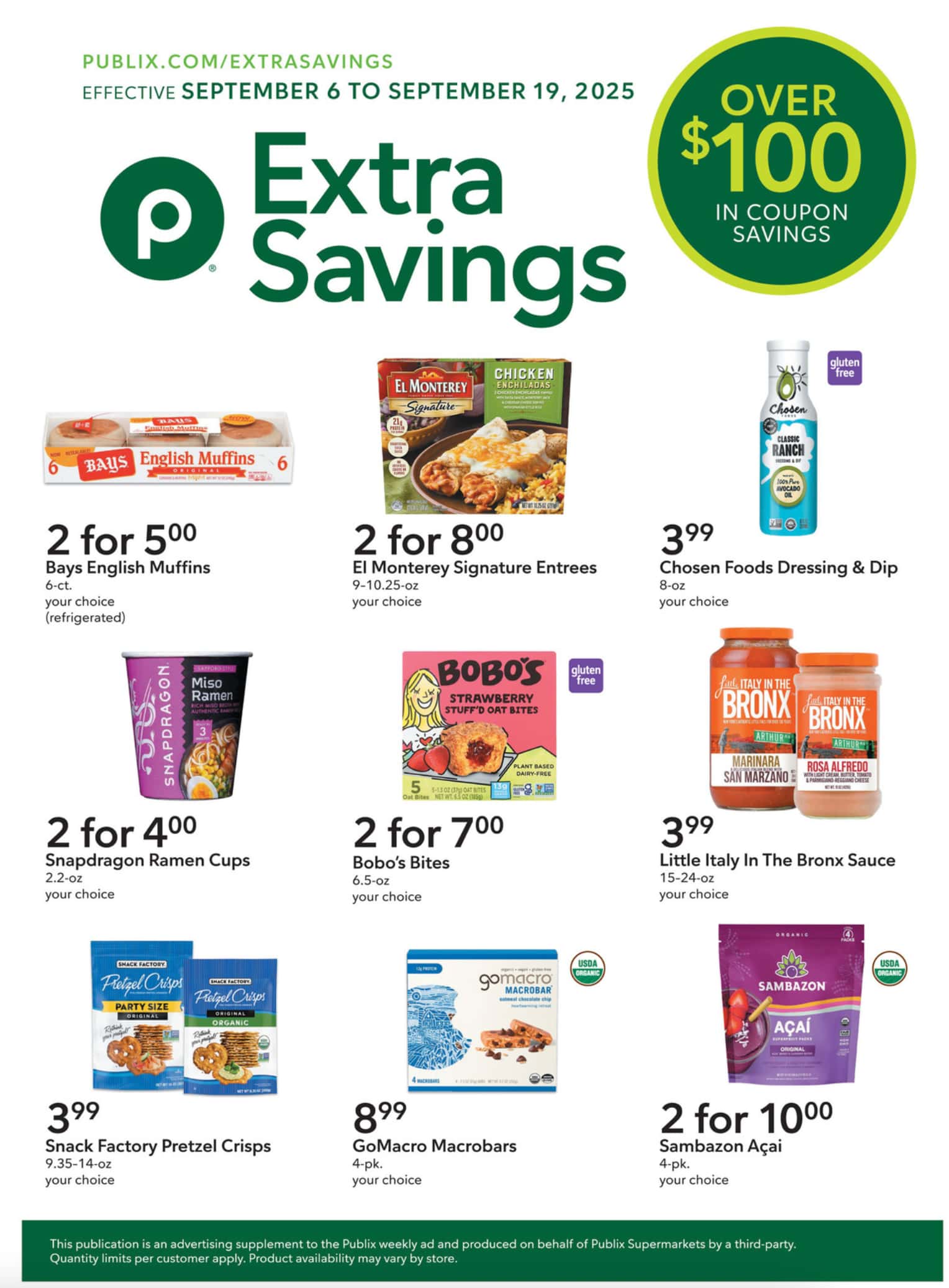 Publix Ad Extra Savings 9/6/25 – 9/19/25 108 –